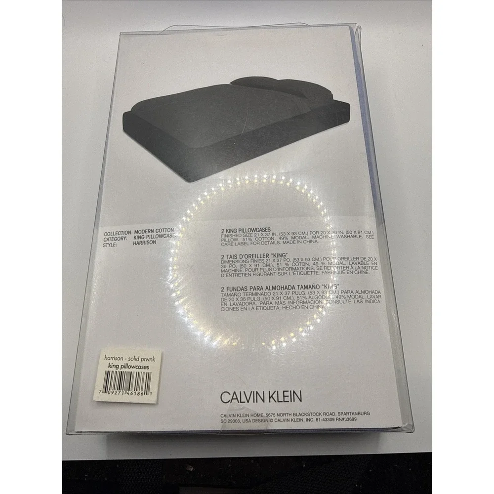 Calvin Klein Modern Cotton Harrison Periwinkle Set of 2 King Pillowcases New @